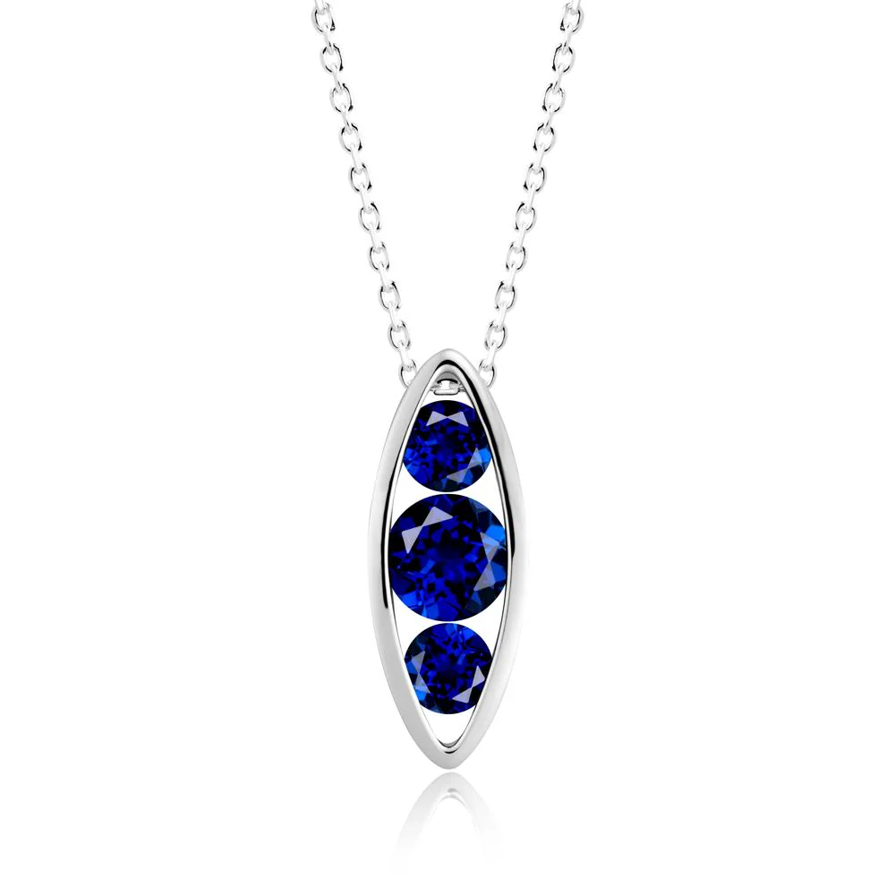 Sapphire Three-Stone Marquise Pendant Necklace - Image 9