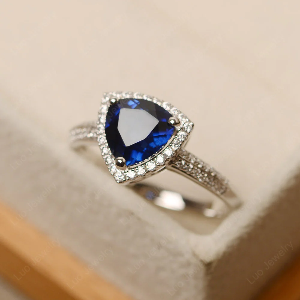 Luxury Sapphire Halo Engagement Ring - Image 2