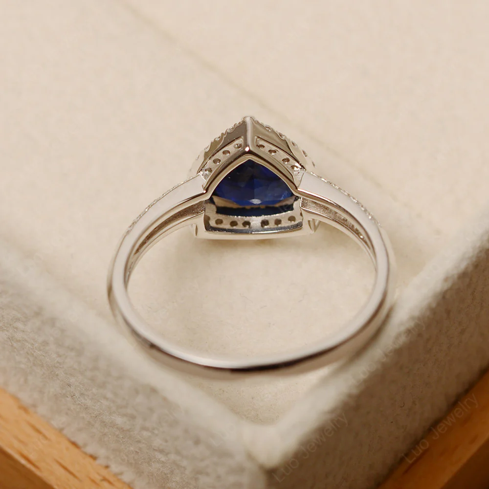 Luxury Sapphire Halo Engagement Ring - Image 3