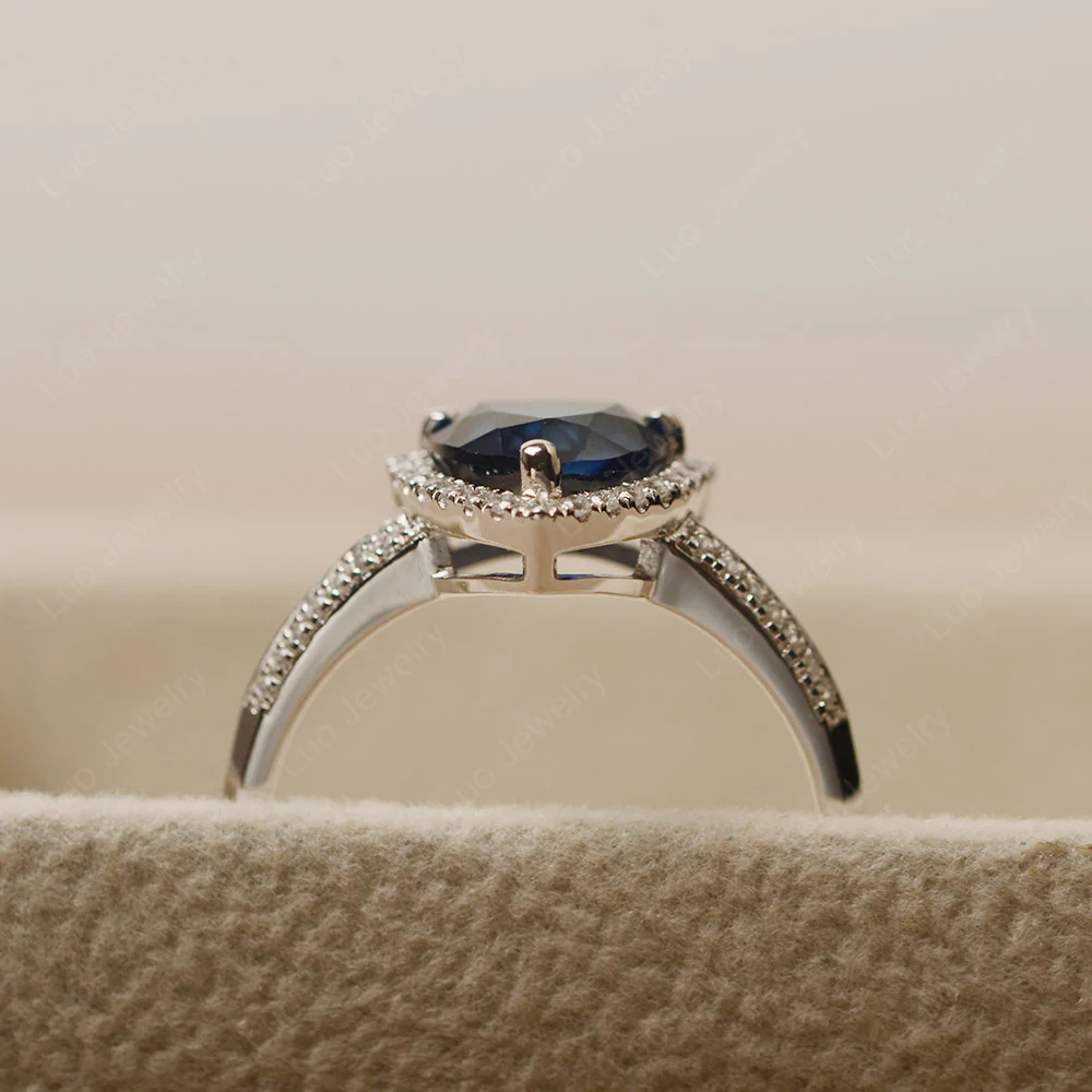 Luxury Sapphire Halo Engagement Ring - Image 4