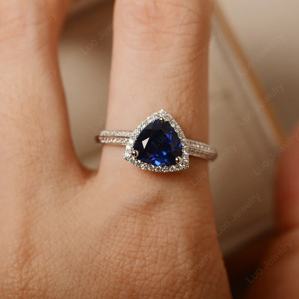 Luxury Sapphire Halo Engagement Ring - Image 5