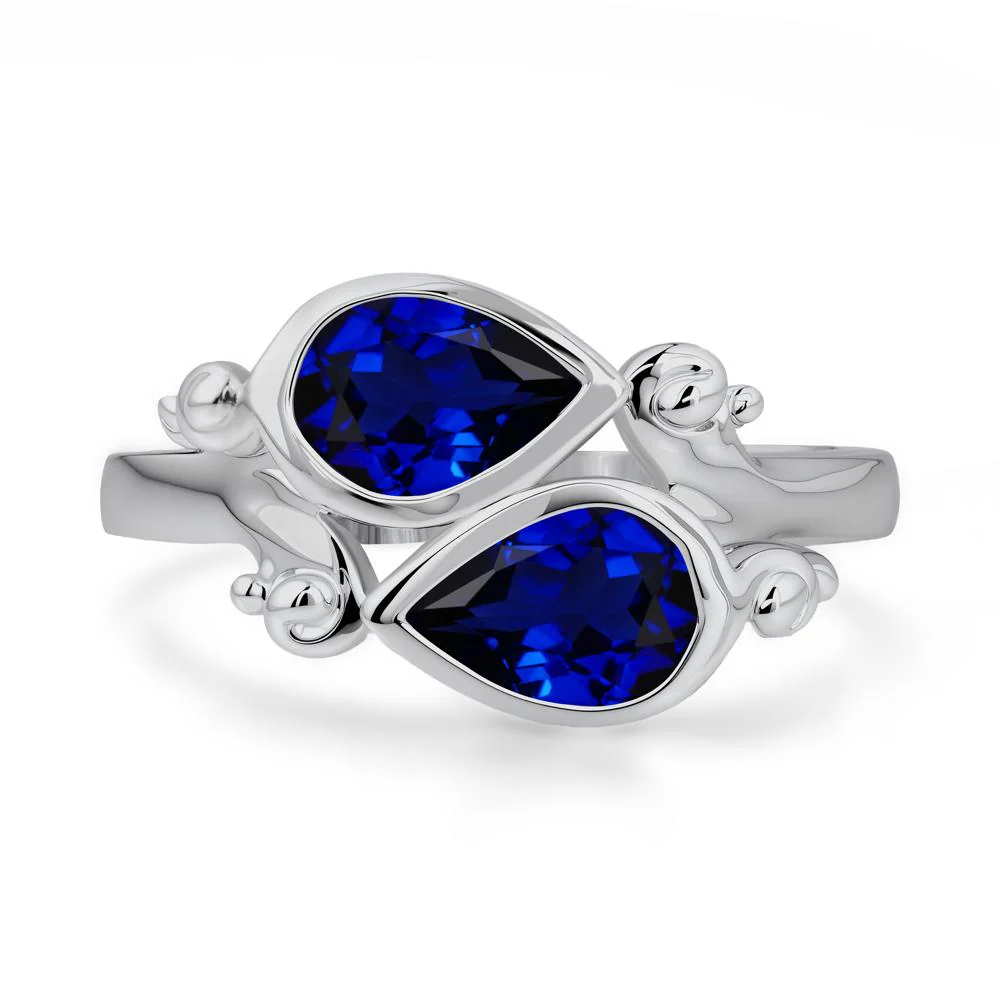 Sapphire Two Stone Bezel Set Ring