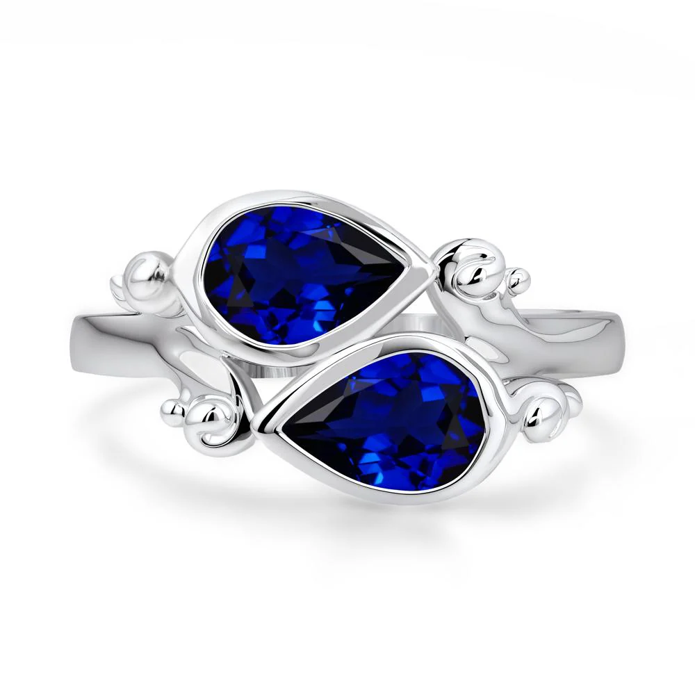 Sapphire Two Stone Bezel Set Ring - Image 2