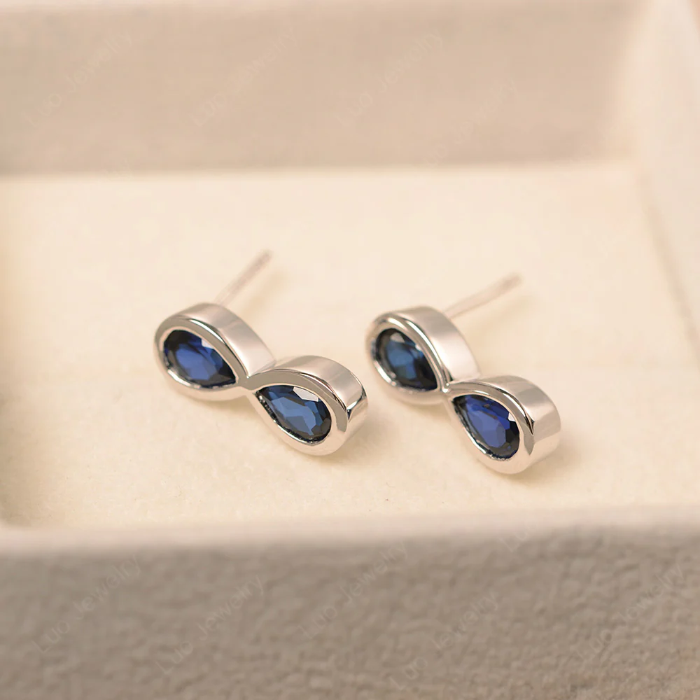 Sapphire Two Stone Infinity Earrings - Image 2