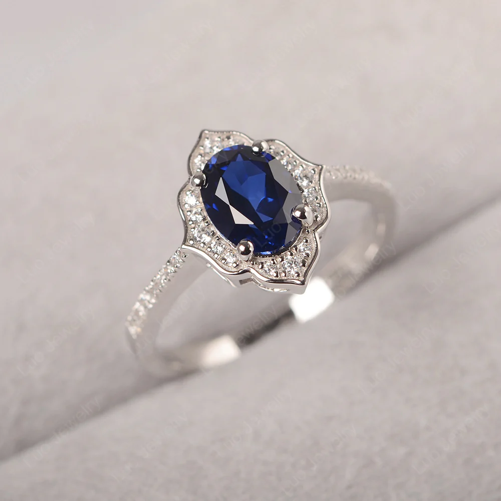 Sapphire Floral Engagement Ring - Image 3