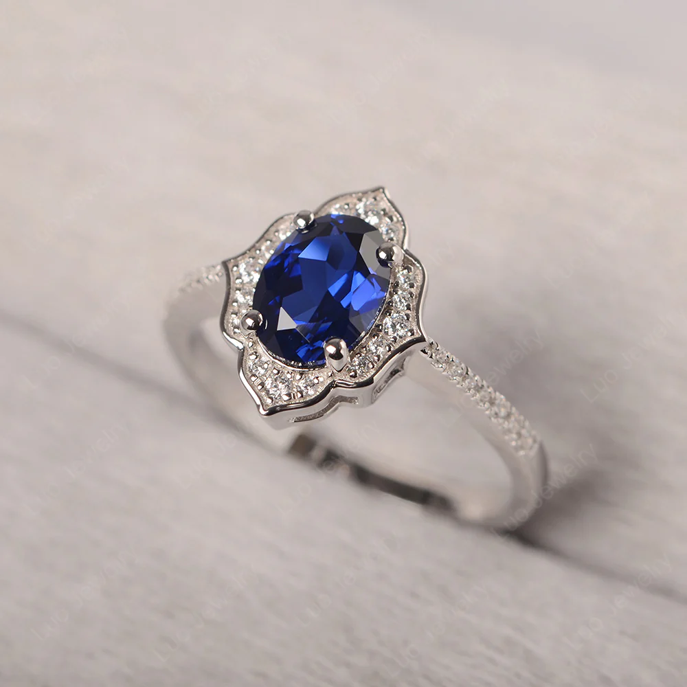 Sapphire Floral Engagement Ring - Image 4