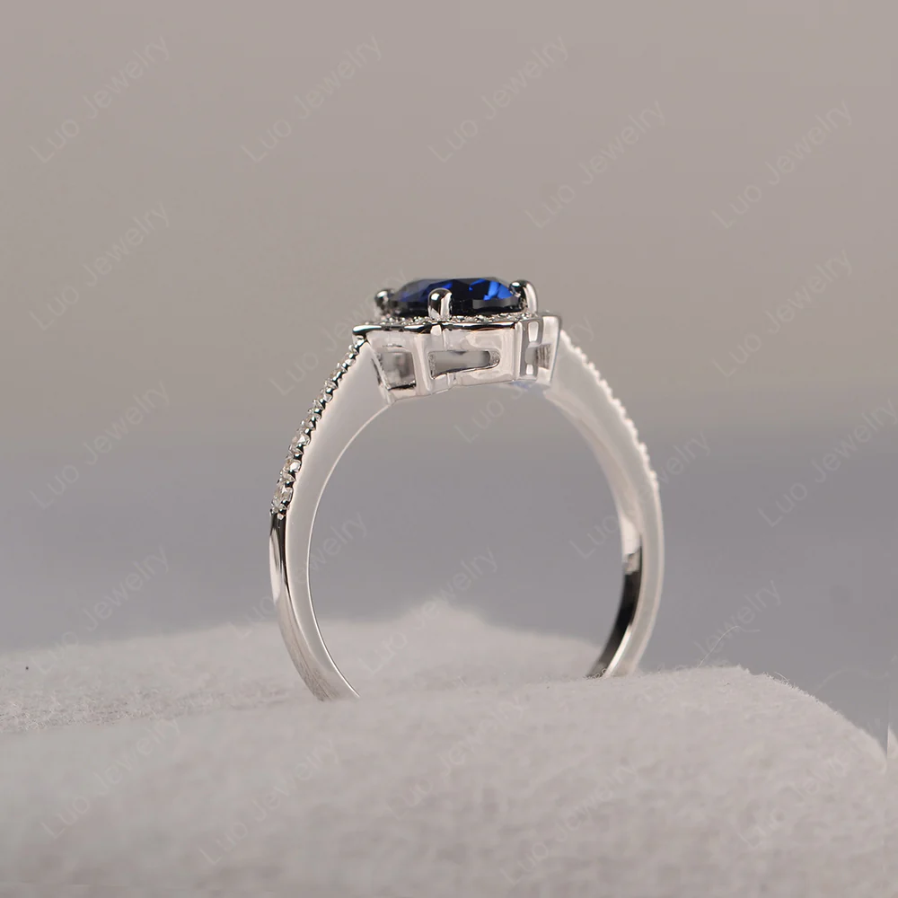 Sapphire Floral Engagement Ring - Image 6