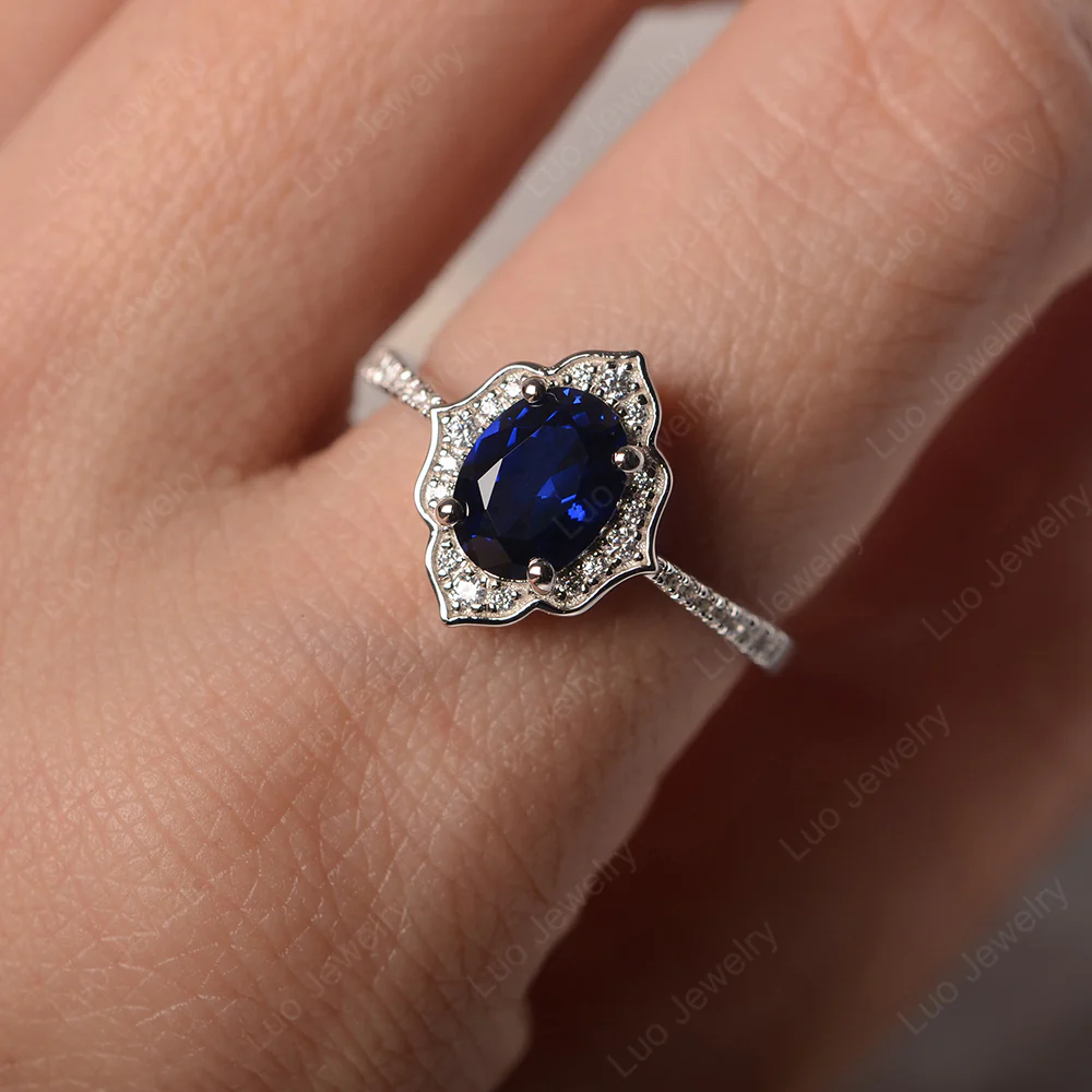 Sapphire Floral Engagement Ring - Image 7