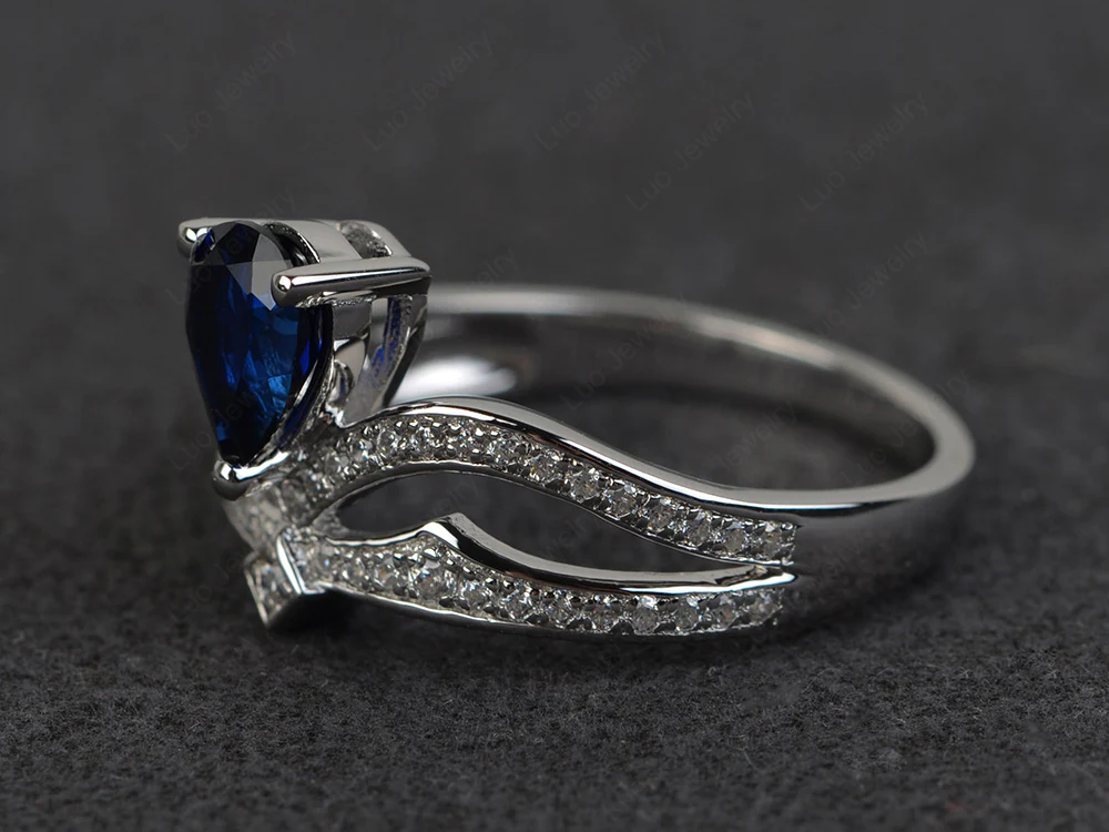 Sapphire Tiara Engagement Ring - Image 3