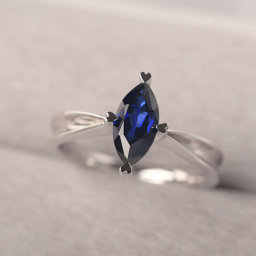 Sapphire Marquise Solitaire Ring