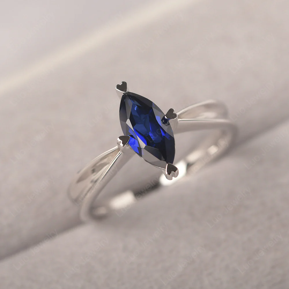 Sapphire Marquise Solitaire Ring - Image 2