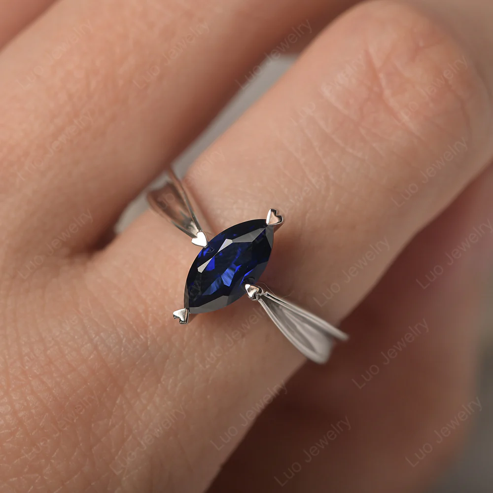 Sapphire Marquise Solitaire Ring - Image 6