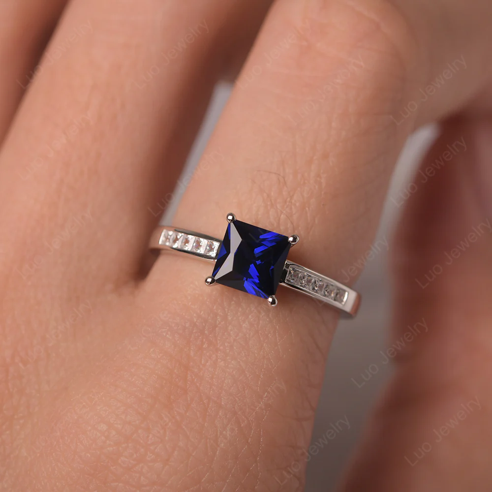 Princess Cut Sapphire Promise Ring - Image 4