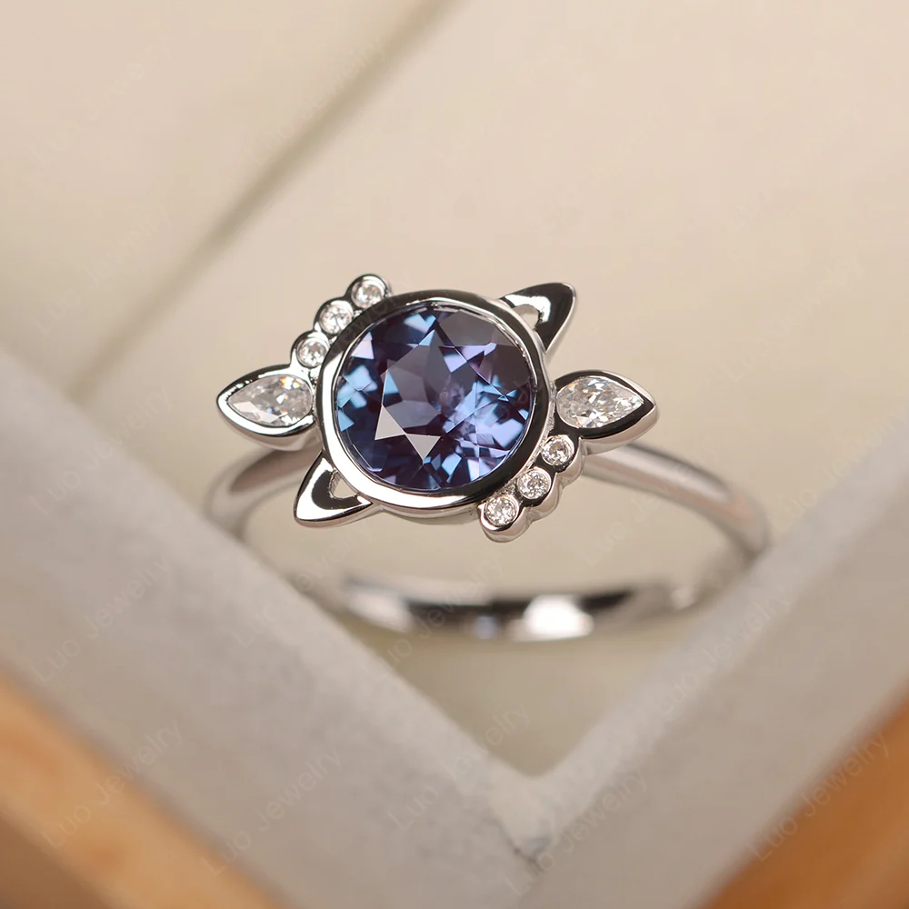 Saturn Style Alexandrite Engagement Ring - Image 2