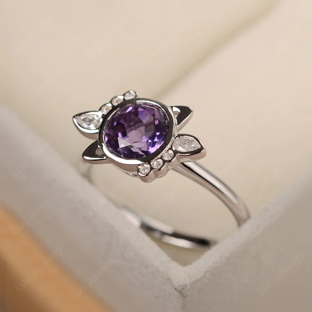 Saturn Style Amethyst Engagement Ring - Image 2