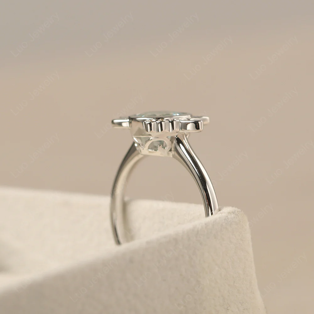 Saturn Style Aquamarine Engagement Ring - Image 4