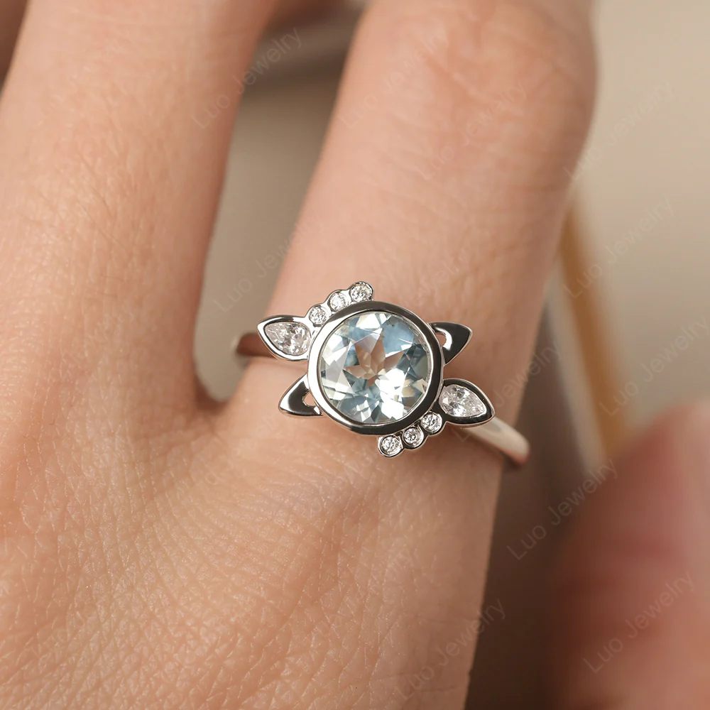 Saturn Style Aquamarine Engagement Ring - Image 5