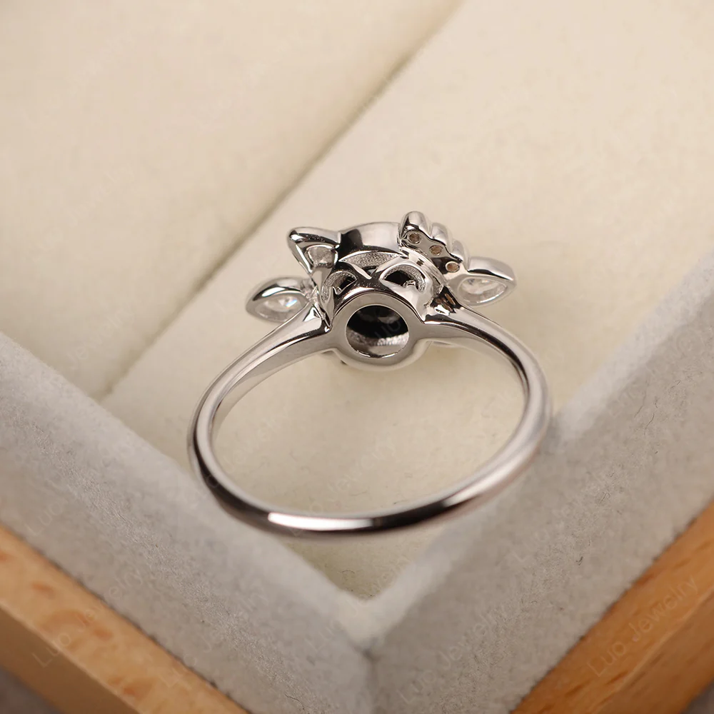 Saturn Style Black Spinel Engagement Ring - Image 3