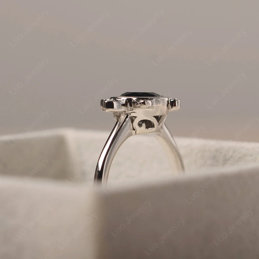Saturn Style Black Spinel Engagement Ring - Image 4