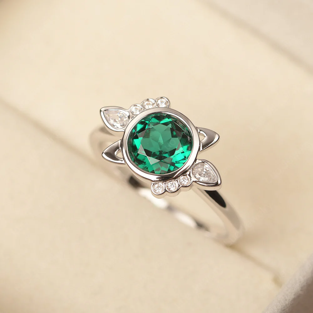 Saturn Style Emerald Engagement Ring - Image 2