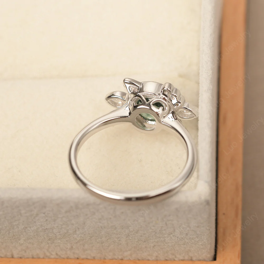 Saturn Style Green Sapphire Engagement Ring - Image 3