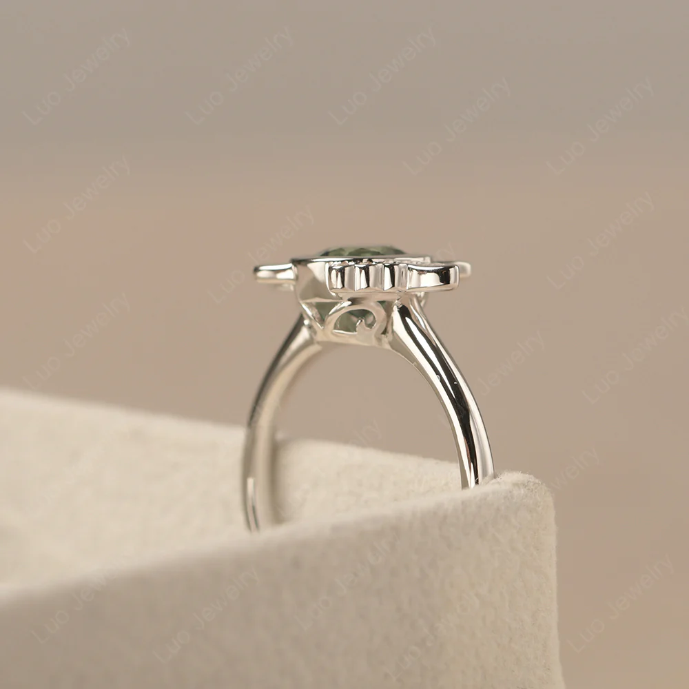 Saturn Style Green Sapphire Engagement Ring - Image 4