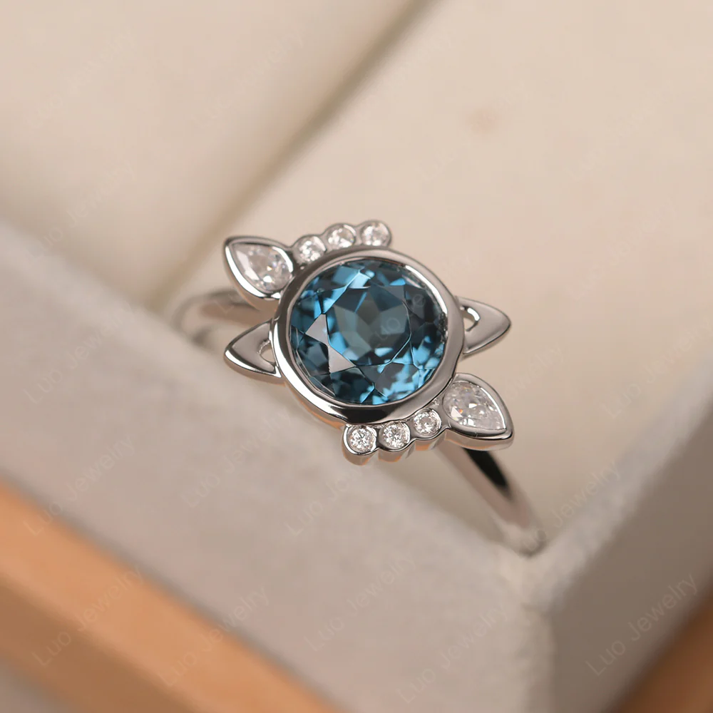 Saturn Style London Blue Topaz Engagement Ring - Image 2
