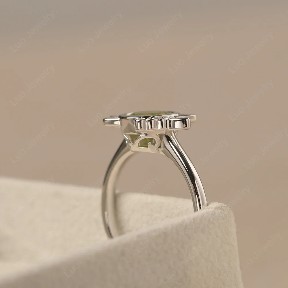Saturn Style Peridot Engagement Ring - Image 3