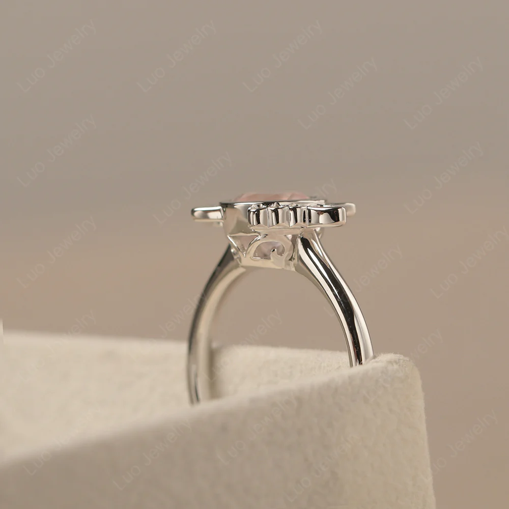Saturn Style Rose Quartz Engagement Ring - Image 3