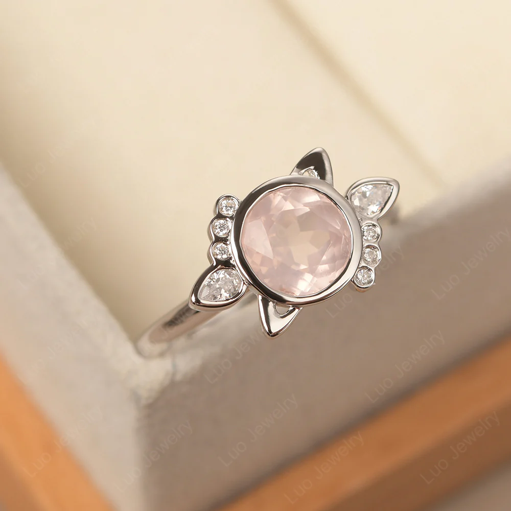 Saturn Style Rose Quartz Engagement Ring - Image 4