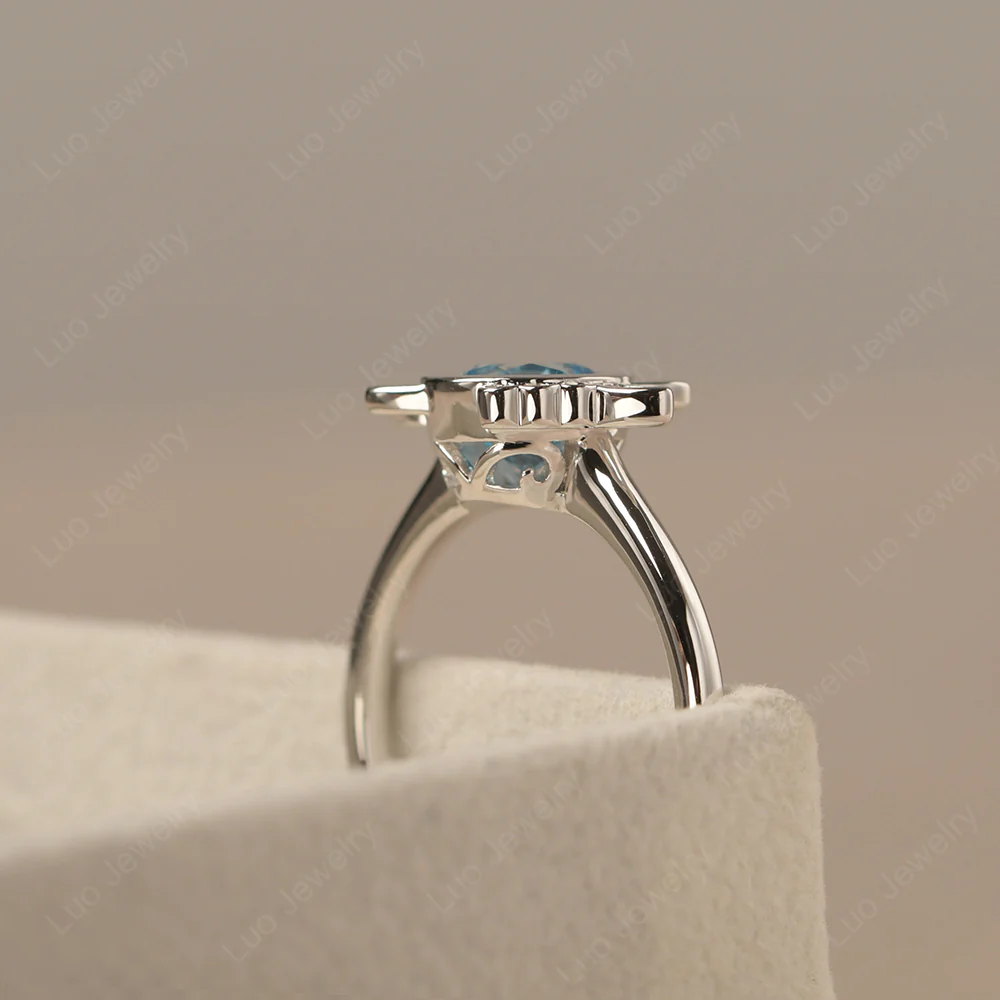 Saturn Style Swiss Blue Topaz Engagement Ring - Image 3