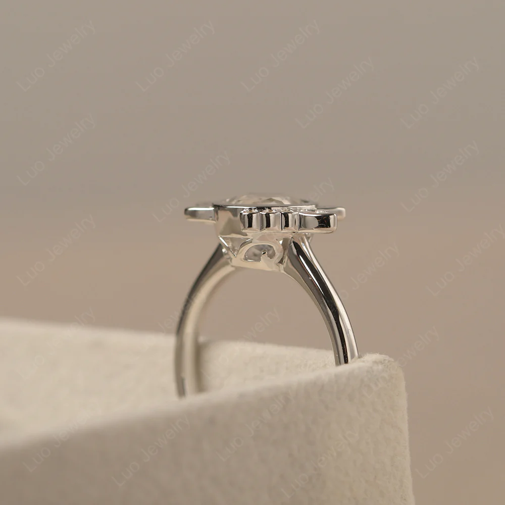 Saturn Style White Topaz Engagement Ring - Image 3