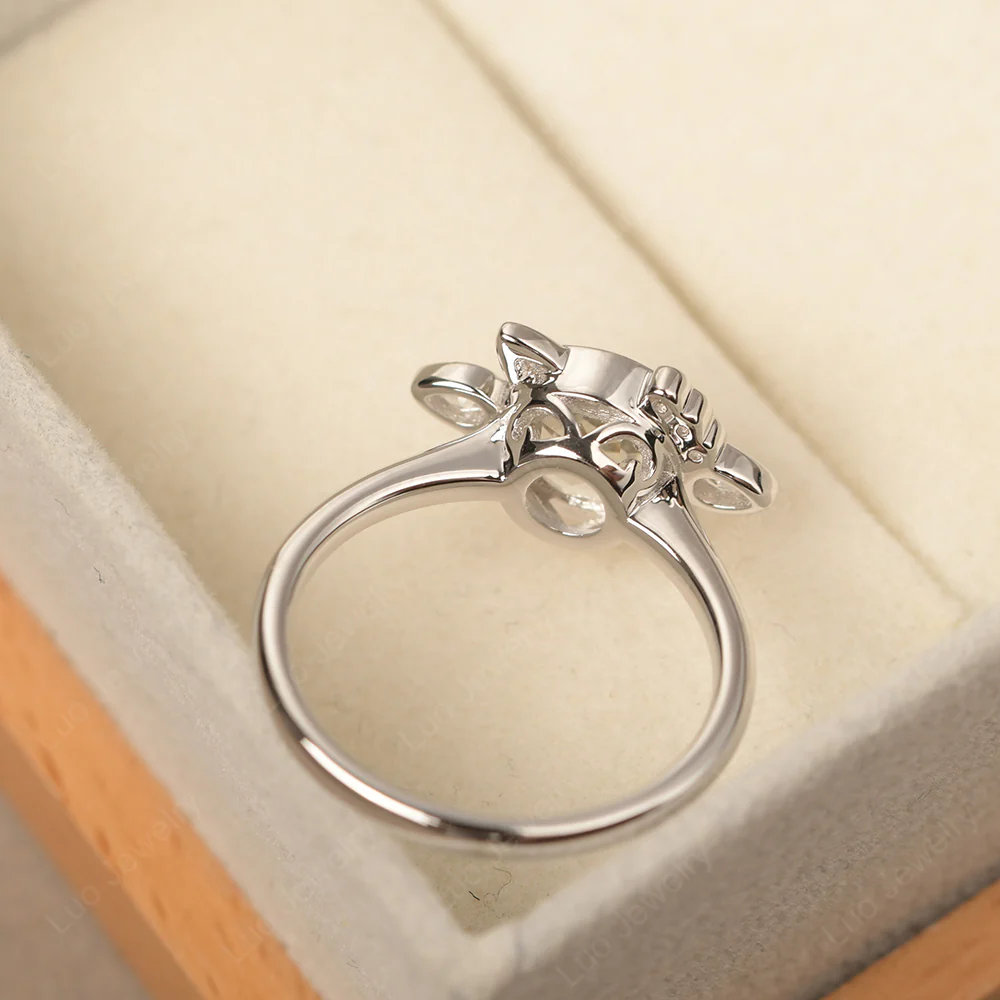 Saturn Style White Topaz Engagement Ring - Image 4