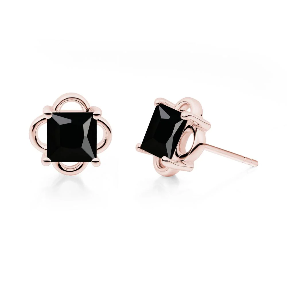 Scalloped Halo Black Spinel Stud Earrings - Image 2