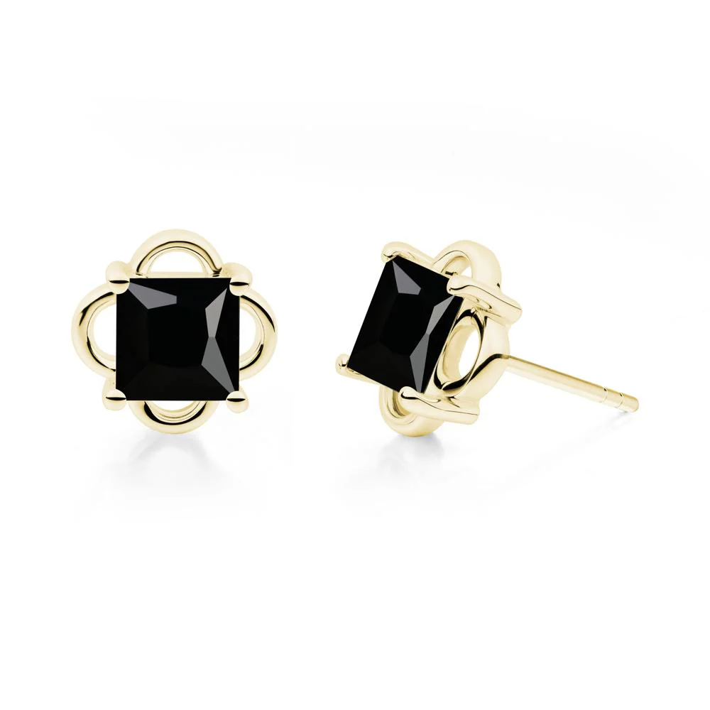 Scalloped Halo Black Spinel Stud Earrings - Image 4