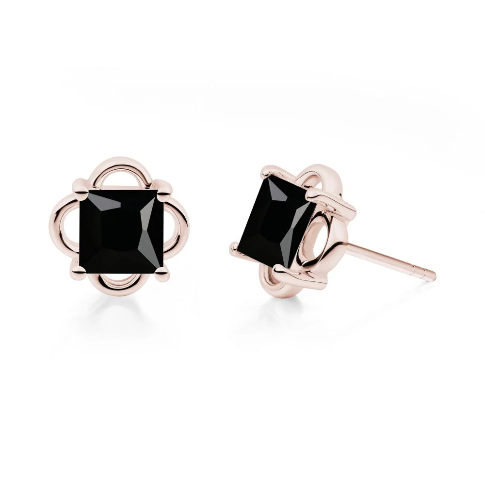Scalloped Halo Black Spinel Stud Earrings - Image 6