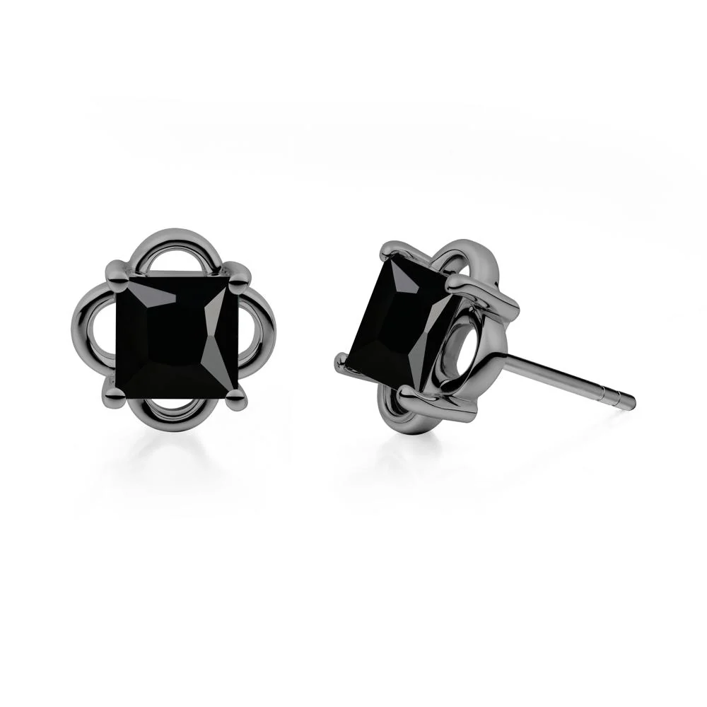 Scalloped Halo Black Spinel Stud Earrings - Image 9