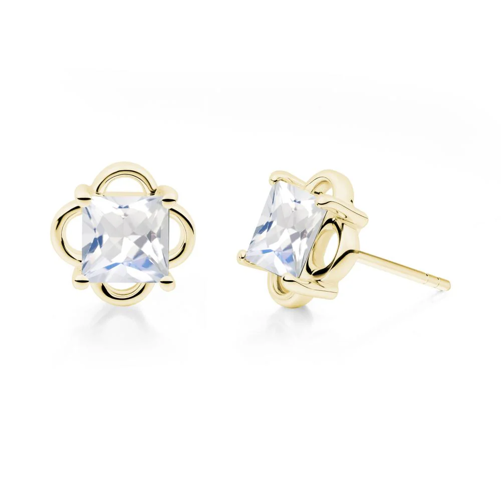 Scalloped Halo Moonstone Stud Earrings - Image 6