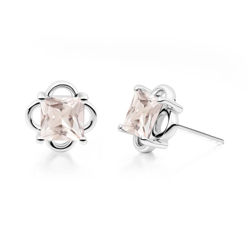 Scalloped Halo Morganite Stud Earrings - Image 3