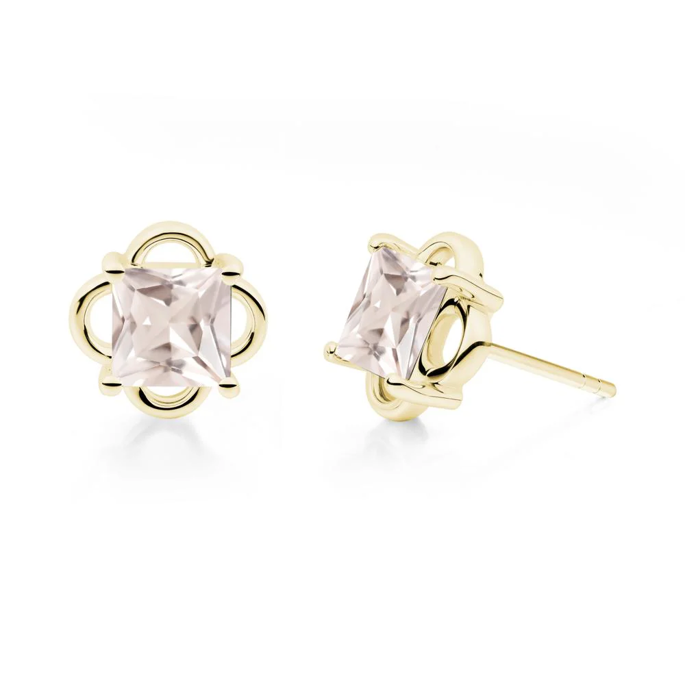 Scalloped Halo Morganite Stud Earrings - Image 5