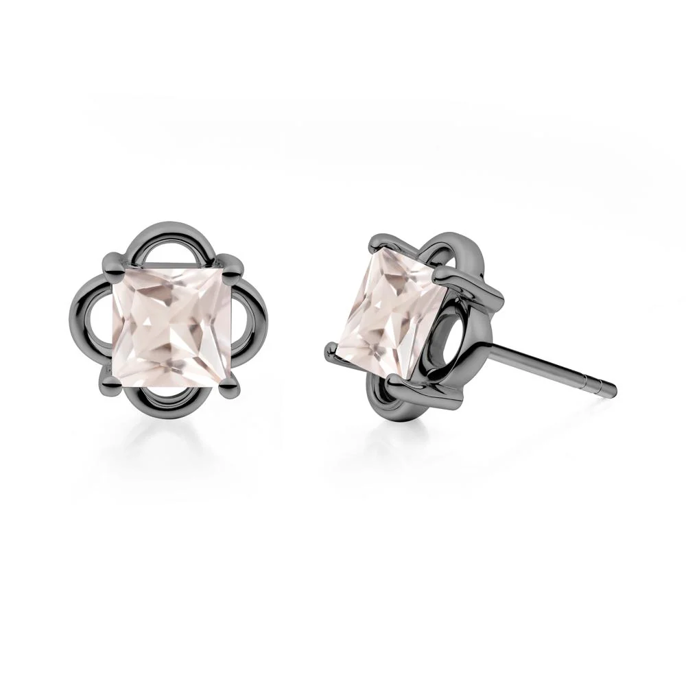 Scalloped Halo Morganite Stud Earrings - Image 8