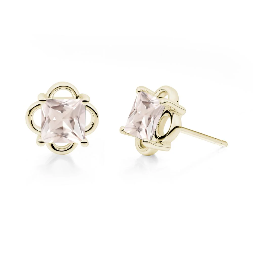 Scalloped Halo Morganite Stud Earrings - Image 9