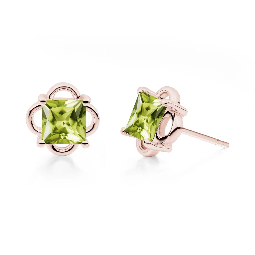 Scalloped Halo Peridot Stud Earrings - Image 3