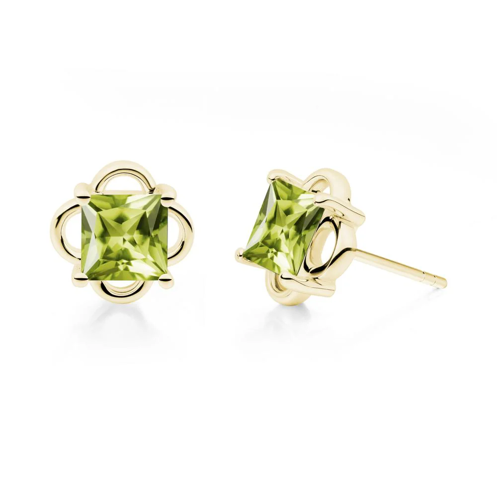 Scalloped Halo Peridot Stud Earrings - Image 9