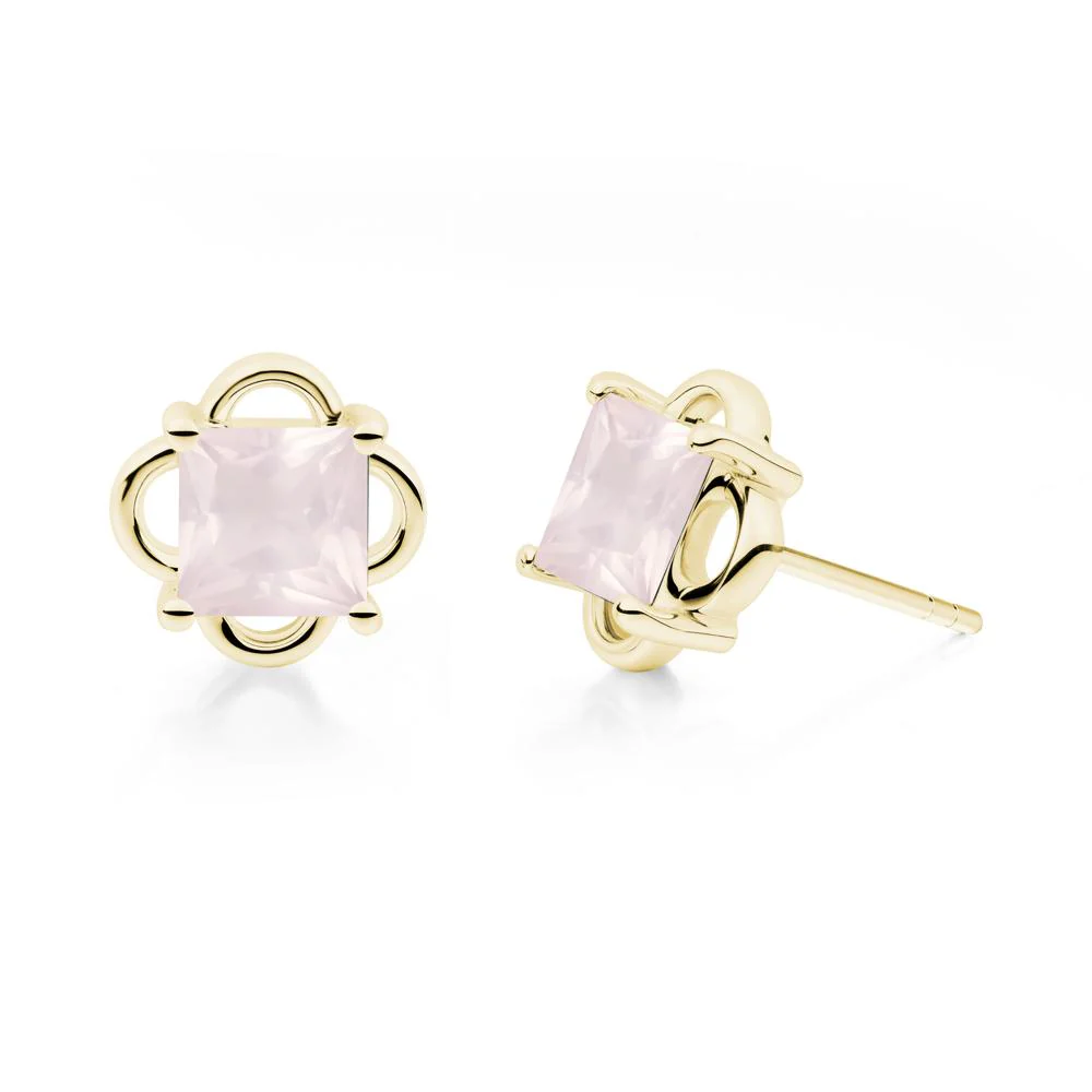 Scalloped Halo Rose Quartz Stud Earrings - Image 3