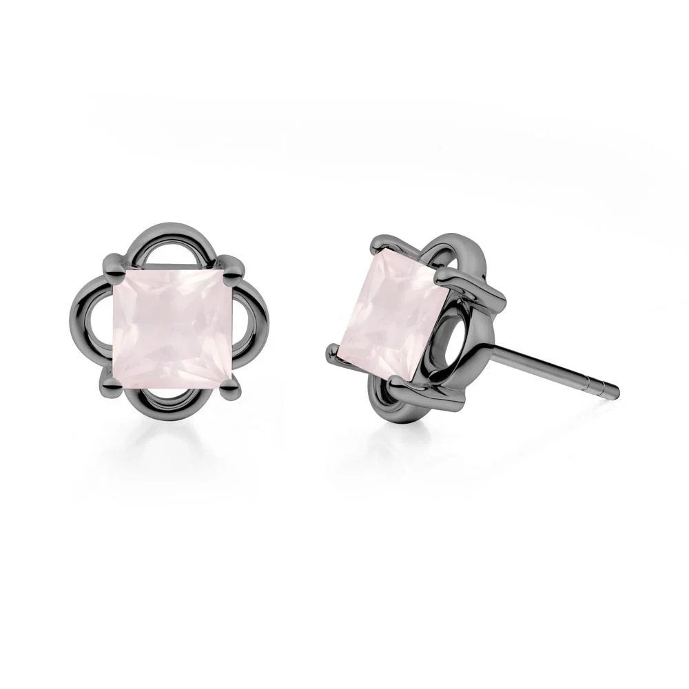 Scalloped Halo Rose Quartz Stud Earrings - Image 6