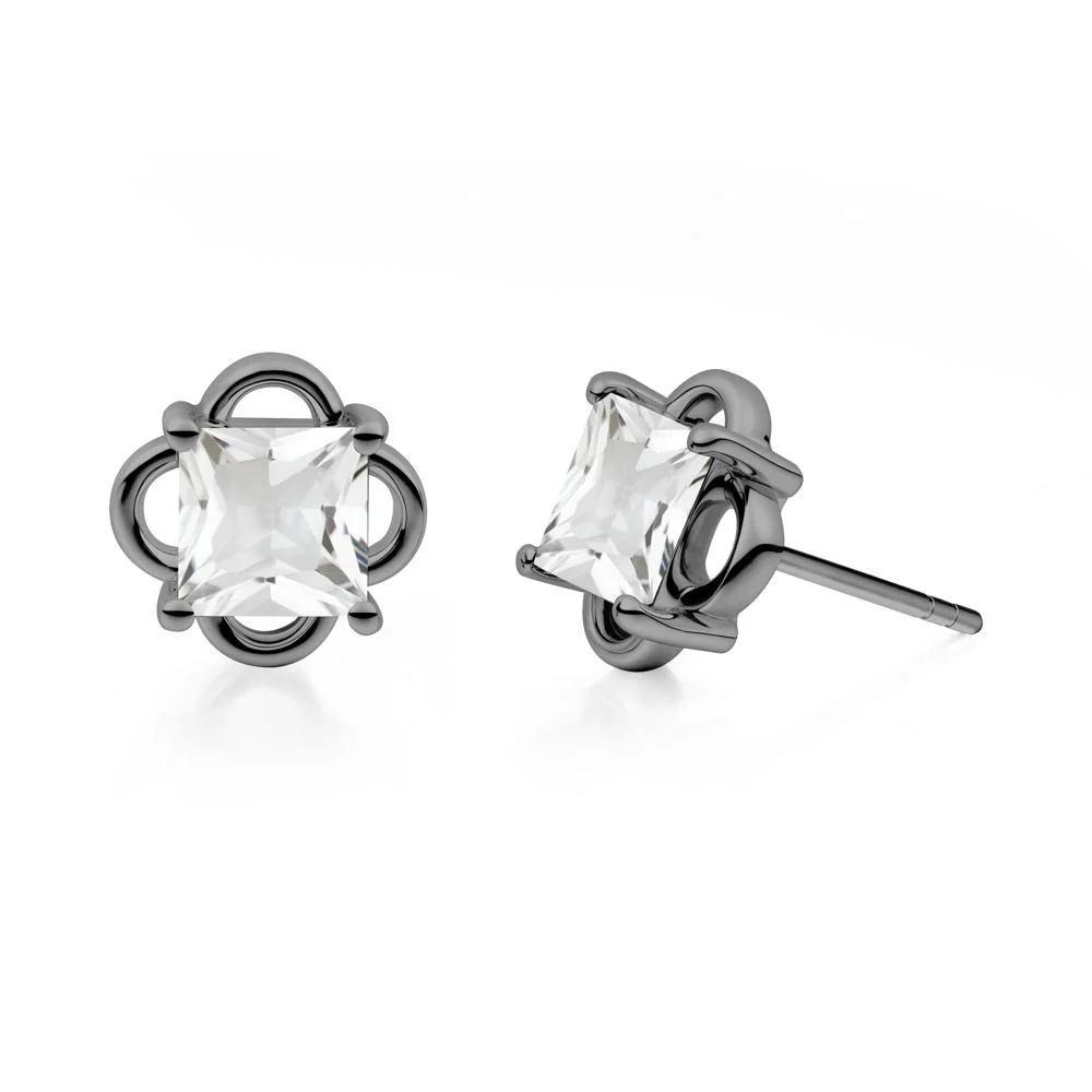 Scalloped Halo White Topaz Stud Earrings - Image 8