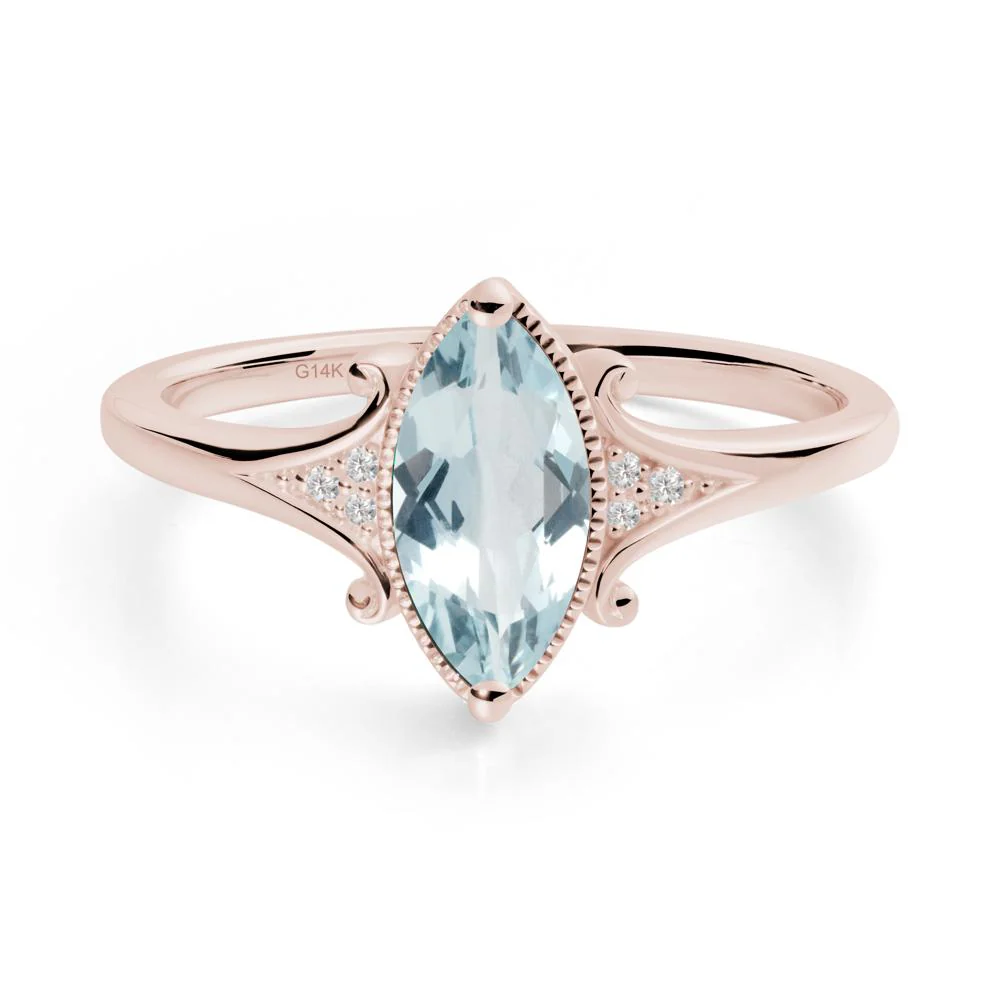 Scrollwork Marquise Aquamarine Ring