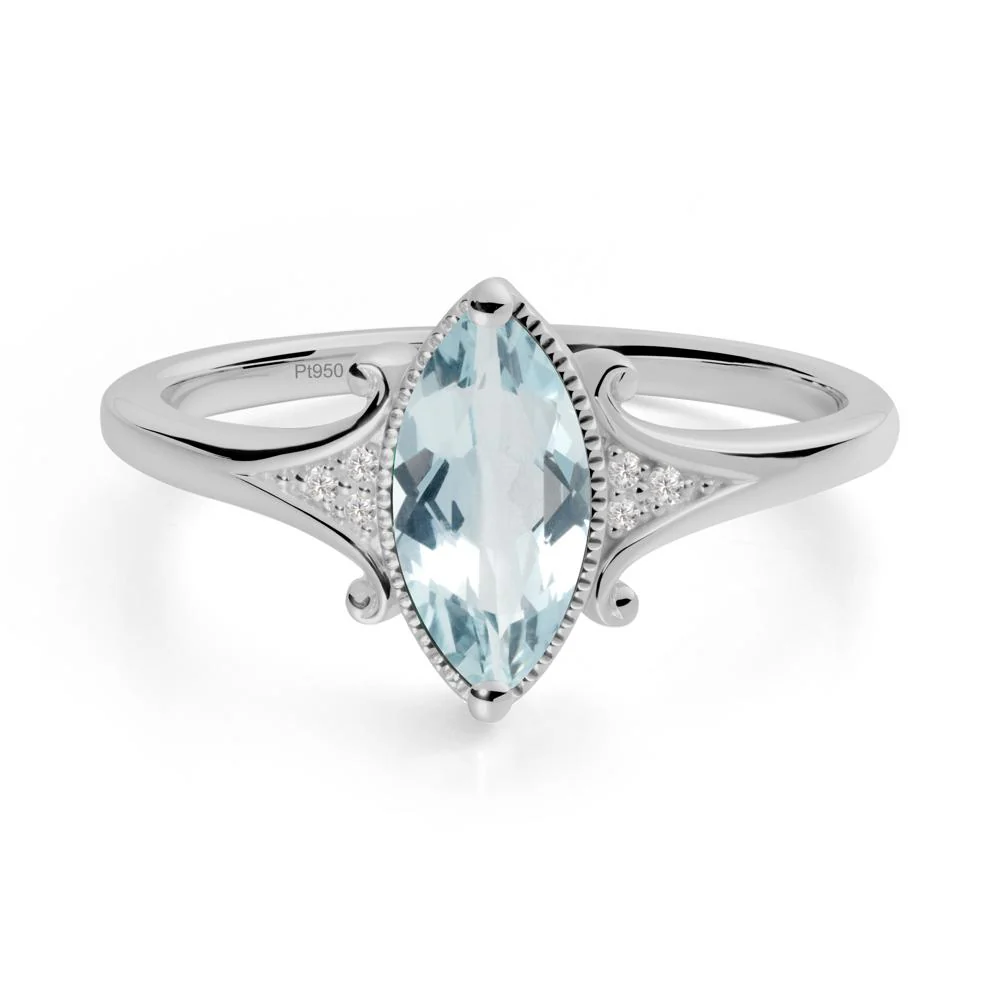 Scrollwork Marquise Aquamarine Ring - Image 7
