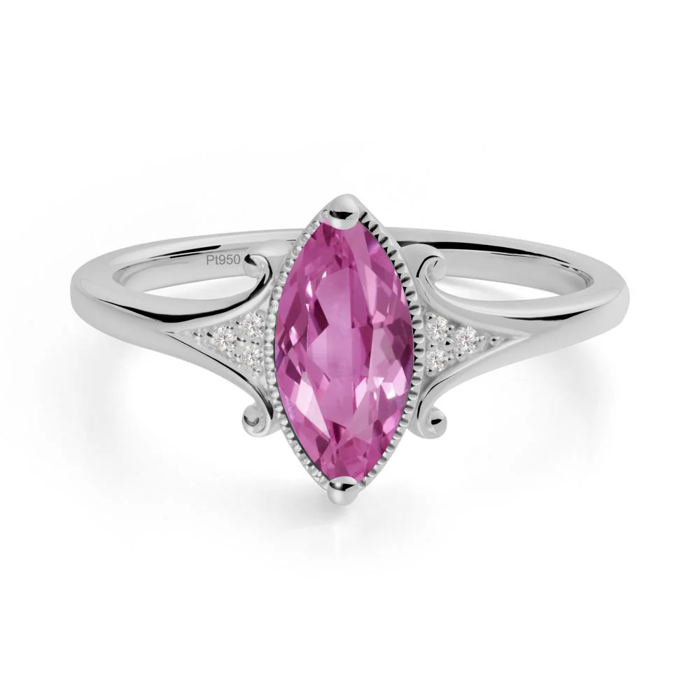 Scrollwork Marquise Pink Sapphire Ring - Image 4